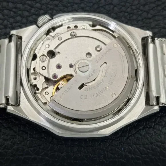 Vintage 1982 Citizen Automatic Mens Silver Watch W/daydate & Gold accents